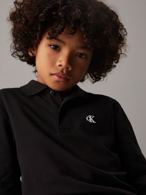 ck black langärmliges poloshirt für jungen - calvin klein jeans