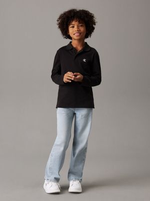 ck black langärmliges poloshirt für jungen - calvin klein jeans
