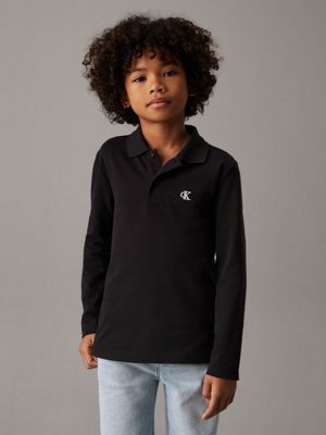 black long sleeve polo shirt for boys calvin klein jeans