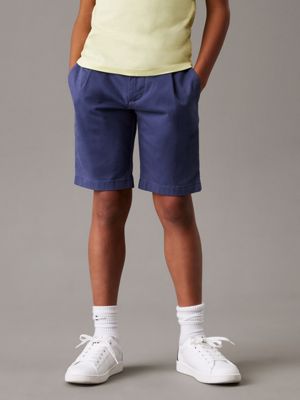 blue relaxed tailored shorts for boys calvin klein jeans