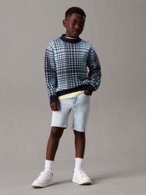 clean sky blue denim shorts for boys calvin klein jeans