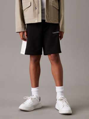 black relaxed colourblock jogging shorts for boys calvin klein jeans