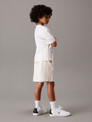 oyster gray relaxed colourblock jogging shorts for boys calvin klein jeans