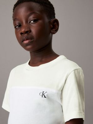 t-shirt in confezione da 2 black / tofu colorblock da bambini calvin klein jeans
