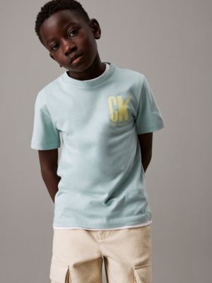 blue logo t-shirt for boys calvin klein jeans