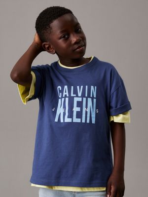 blue logo t-shirt for boys calvin klein jeans