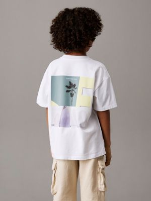 bright white relaxed miami backprint t-shirt for boys calvin klein jeans