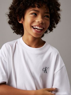 bright white relaxed miami backprint t-shirt for boys calvin klein jeans