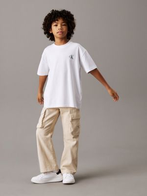 bright white relaxed miami backprint t-shirt for boys calvin klein jeans