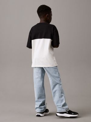 ck black oversized colourblock t-shirt for boys calvin klein jeans