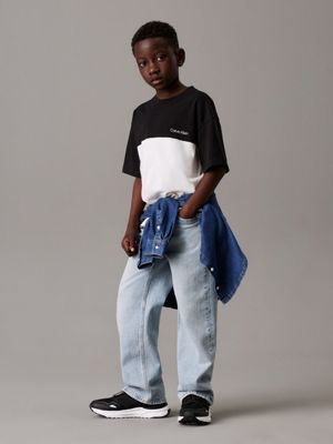 ck black oversized colourblock t-shirt for boys calvin klein jeans