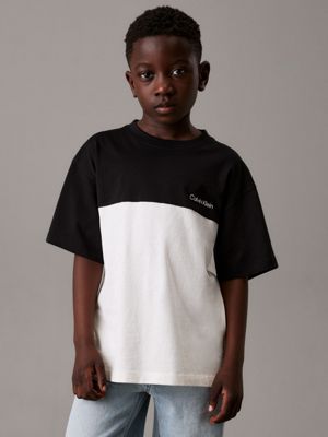 black oversized colourblock t-shirt for boys calvin klein jeans