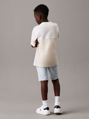 white oversized colourblock t-shirt for boys calvin klein jeans