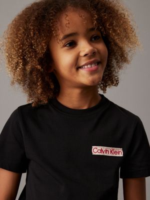 ck black logo t-shirt for boys calvin klein jeans