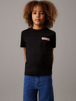 ck black logo t-shirt for boys calvin klein jeans