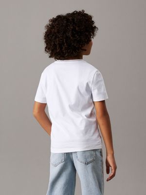 white logo t-shirt for boys calvin klein jeans