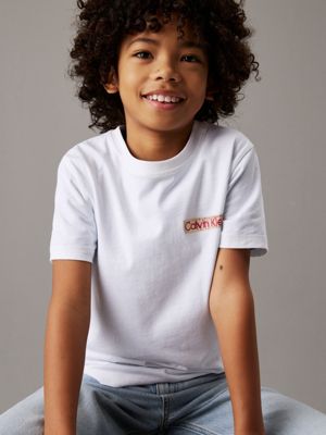 bright white logo t-shirt for boys calvin klein jeans