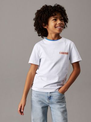 white logo t-shirt for boys calvin klein jeans