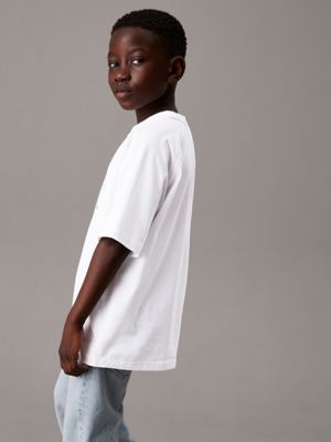 bright white relaxed logo t-shirt for boys calvin klein jeans