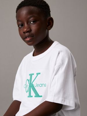 bright white relaxed logo t-shirt for boys calvin klein jeans