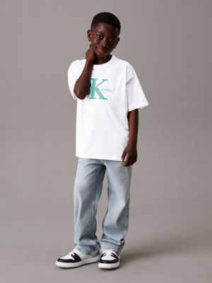 bright white relaxed logo t-shirt for boys calvin klein jeans