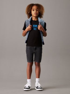 ck black logo t-shirt for boys calvin klein jeans