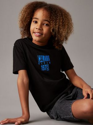 black logo t-shirt for boys calvin klein jeans