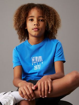 blue logo t-shirt for boys calvin klein jeans