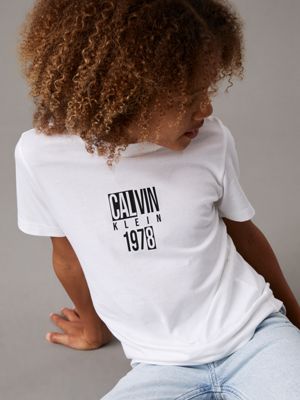 bright white logo t-shirt for boys calvin klein jeans