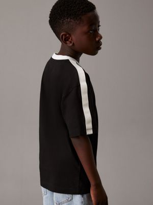 ck black colourblock logo tape t-shirt for boys calvin klein jeans