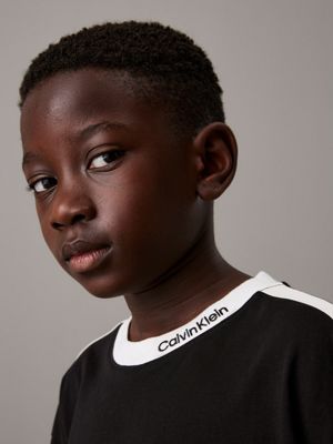 ck black colourblock logo tape t-shirt for boys calvin klein jeans