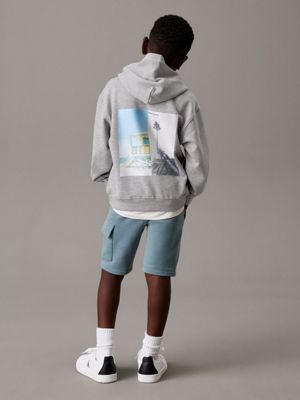 grey heather oversized back graphic hoodie for boys calvin klein jeans