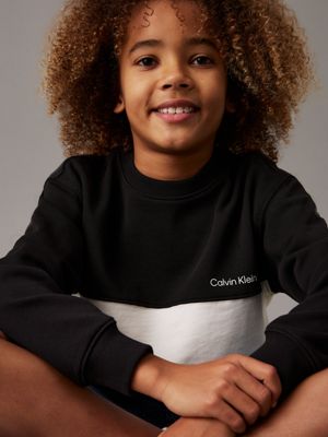 ck black relaxed colourblock sweatshirt for boys calvin klein jeans