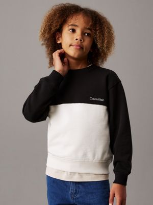 black relaxed colourblock sweatshirt for boys calvin klein jeans