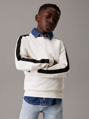 sweat-shirt color-block white pour garçons calvin klein jeans