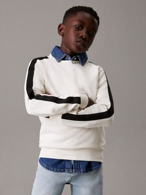 white colourblock sweatshirt for boys calvin klein jeans