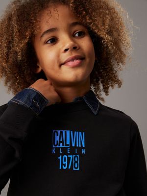 black logo sweatshirt for boys calvin klein jeans