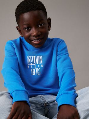 mesmerizing blue logo sweatshirt for boys calvin klein jeans