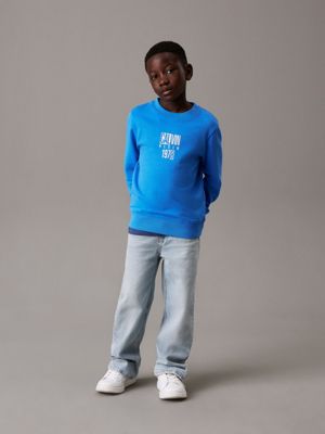 mesmerizing blue logo sweatshirt for boys calvin klein jeans