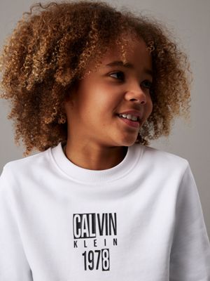 bright white logo sweatshirt for boys calvin klein jeans