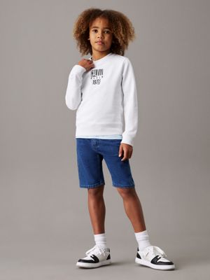 bright white logo sweatshirt for boys calvin klein jeans