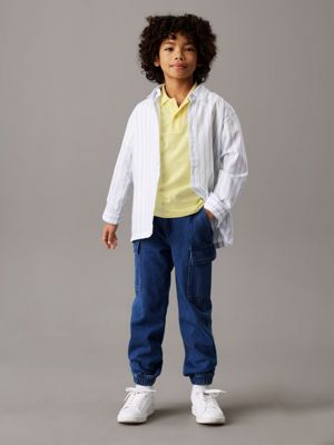 vibrant blue denim cargo joggers for boys calvin klein jeans