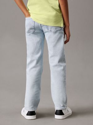 clean sky blue mid rise straight jeans for boys calvin klein jeans