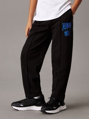 black relaxed terry pintuck joggers for boys calvin klein jeans