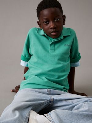 green boxy ottoman polo shirt for boys calvin klein jeans