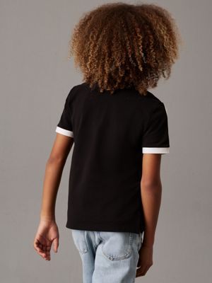 black colourblock pique polo shirt for boys calvin klein jeans