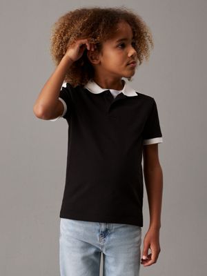 black colourblock pique polo shirt for boys calvin klein jeans