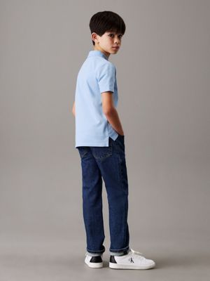 blue stretch pique polo shirt for boys calvin klein jeans