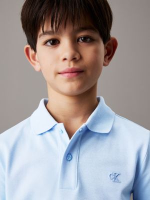 blue bell polo van stretch piqué voor jongens - calvin klein jeans