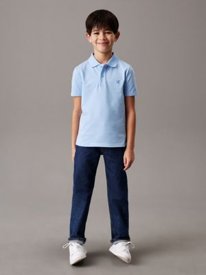 blue bell polo van stretch piqué voor jongens - calvin klein jeans